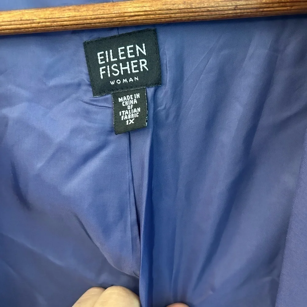 EILEEN FISHER Ladies 1X Purple Open Front Jacket With Pockets Size